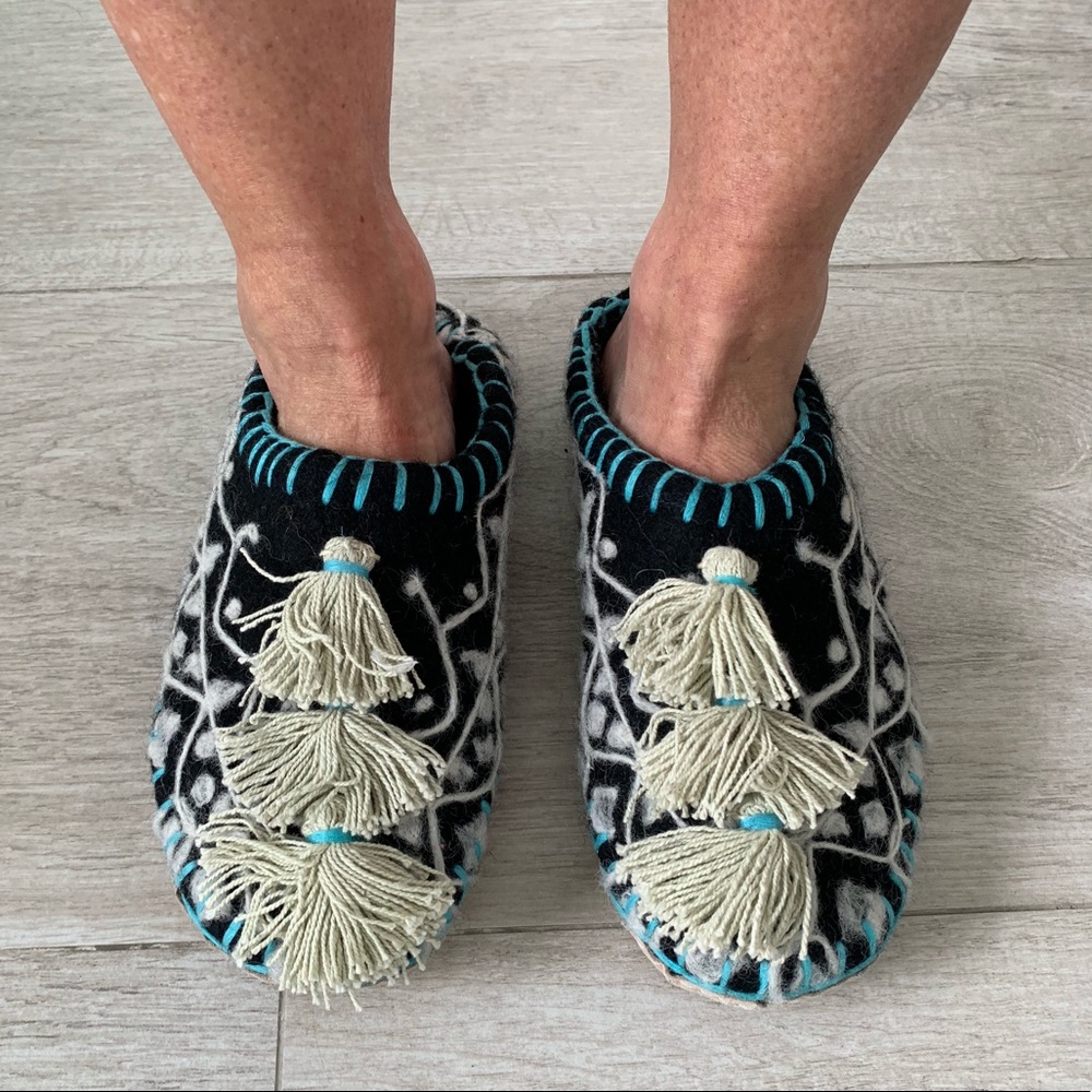 Anthropologie handmade wool slippers size S